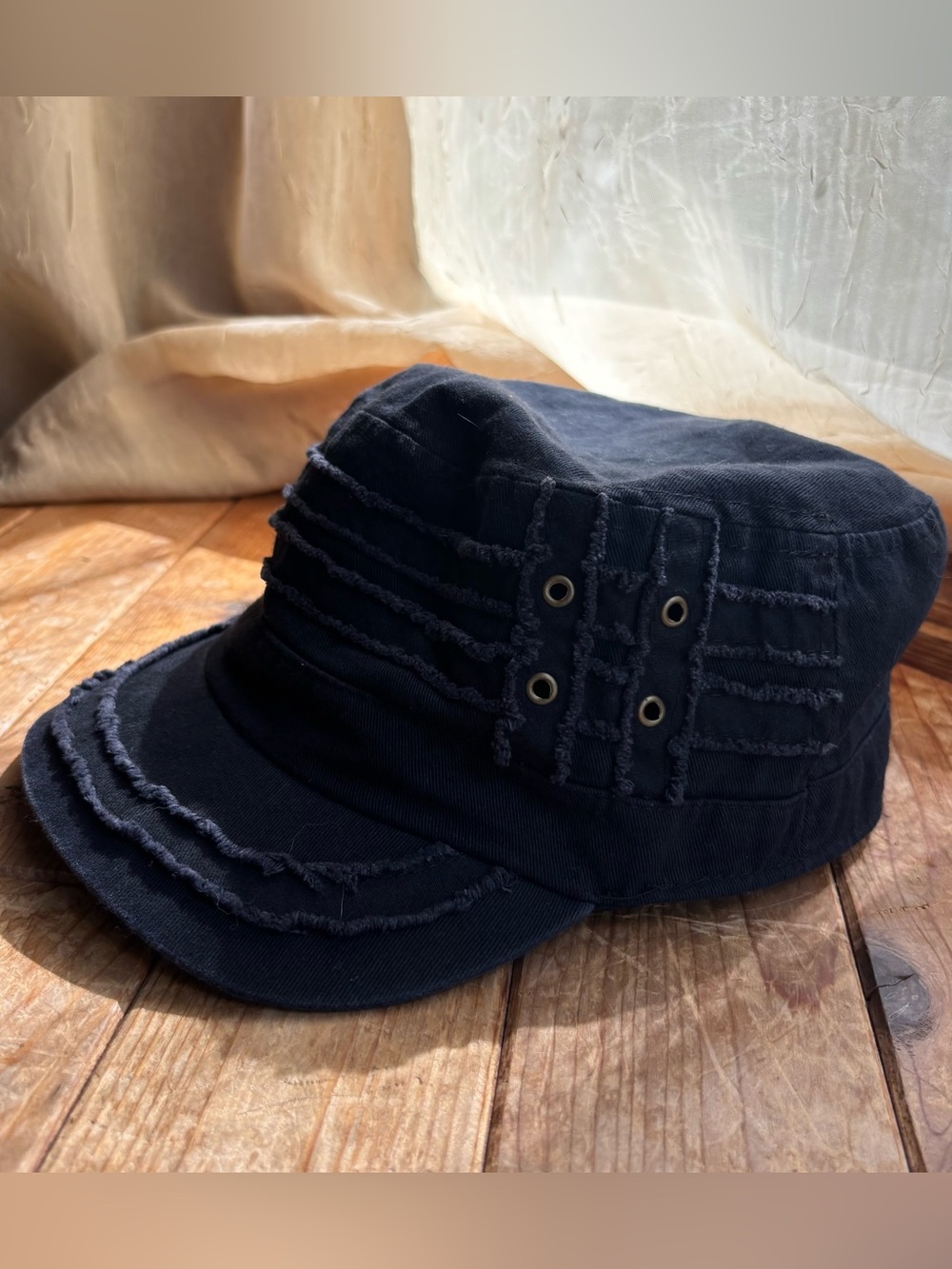 Elastafit Black Cotton Cap with Eyelets